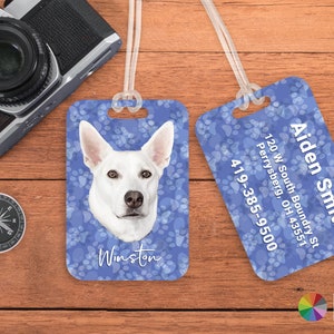 Custom Luggage Tag, Double Sided Bag Tag, Personalized Pet Bag Tag, Pet Travel, Paw Print, Dog Cat Carrier Tag, Backpack Tag, Pet Crate ID