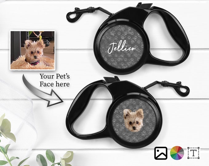 Personalized Retractable Pet Leash with Custom Name, Dog Lover Gift,  Personalized, Pet Lover, Leash, Paw Print, Custom Extendable Dog Lead