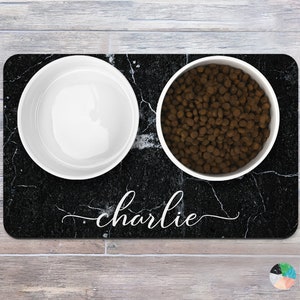 Custom Marble Pet Mat: Personalized Dog & Cat Food Mat