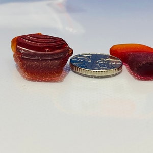 2 genuine Red pieces of sea glass