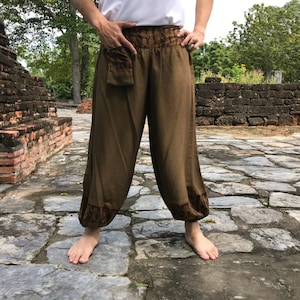 Long Brown Pants Egypt style tab color for unisex, Yoga pants, Maternity pants, Cotton pants, Spa pants