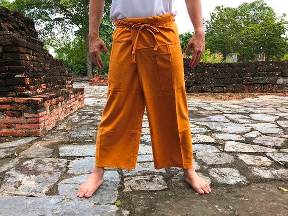 Thai Fisherman Pants Thai Tea Color for Unisex, Yoga Pants, Maternity Pants,  Cotton Pants, Spa Pants 