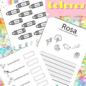 Los colores -Colors Spanish Bilingual Printables homeschool. Kindergarten PreK Educational Writing