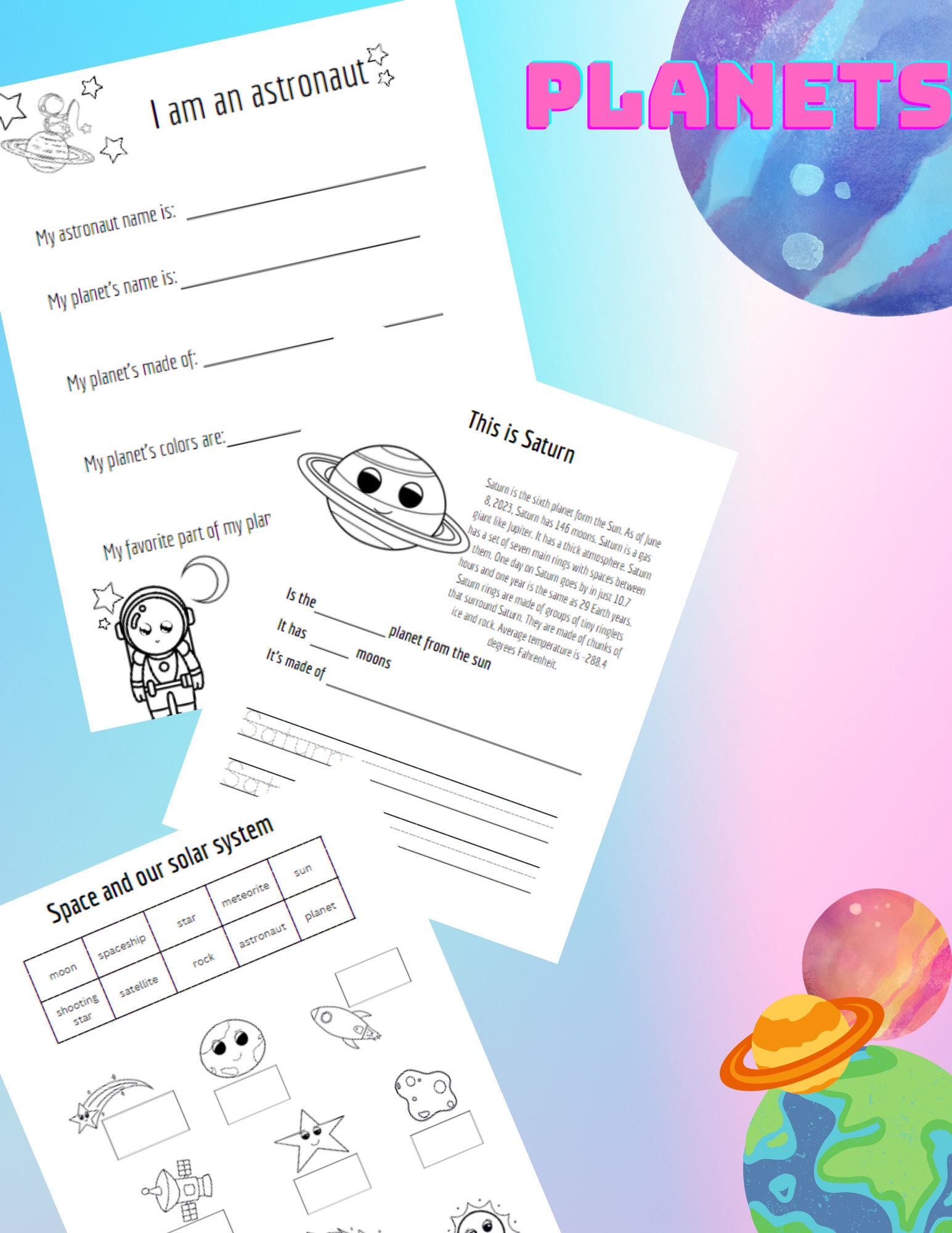 The Solar System Planets Printable PDF Homeschool Educational Space ...