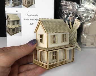 Miniature micro  dollshouse KIT with porch 1:144th scale home DIY make your own tiny house