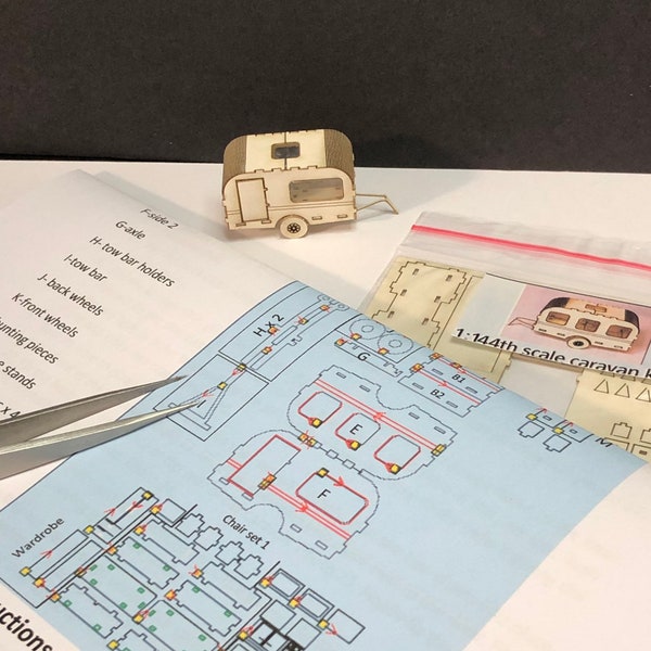 Kit de caravana a escala 1:144 hágalo usted mismo, incluidos los muebles en el interior