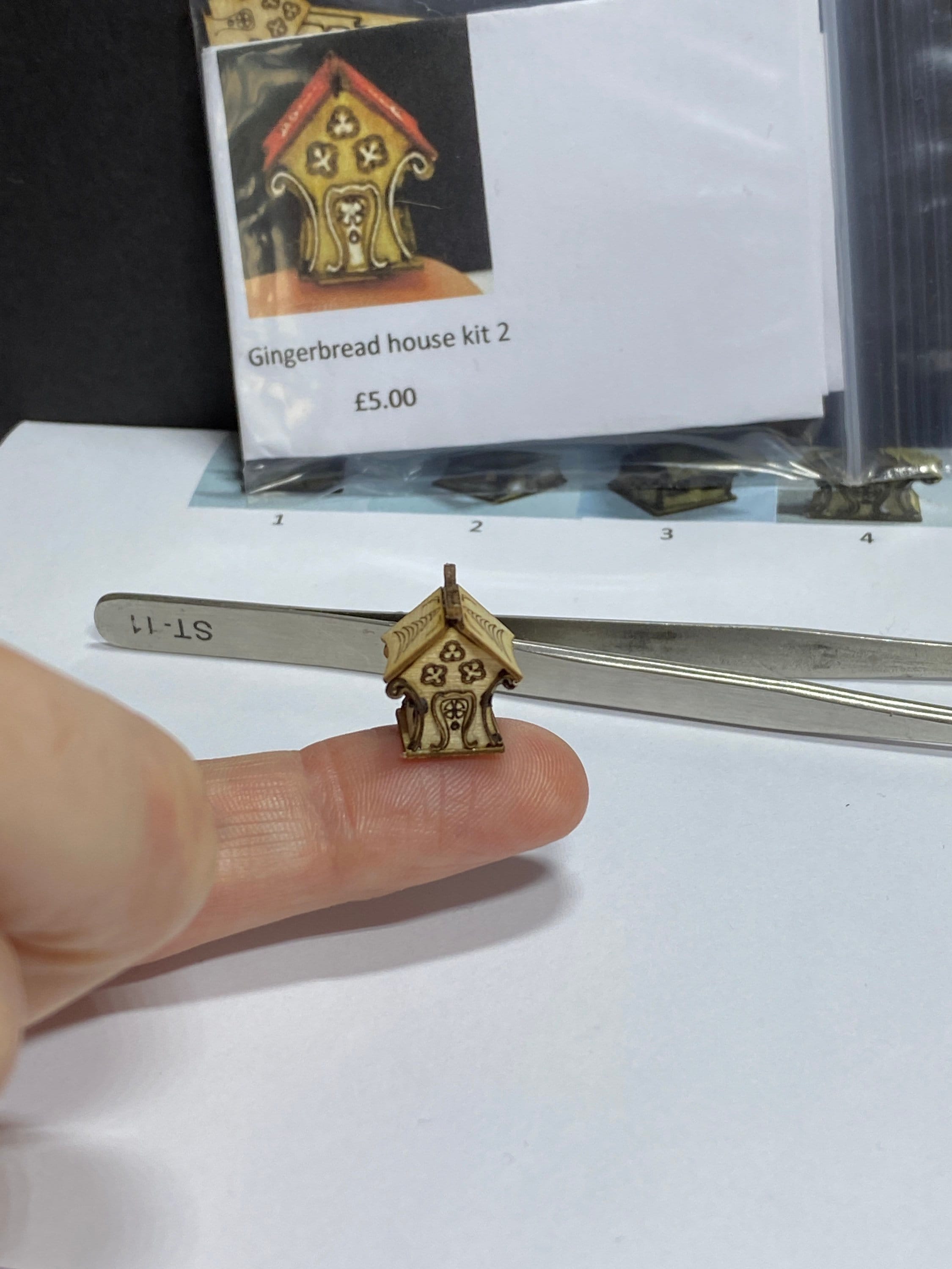 Miniature micro gingerbread house B. Ornament KIT for a 1:48th scale home DIY make your own tiny house