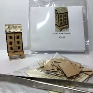 Miniature micro  288th dollshouse chateau KIT for a 1:24th scale home DIY make your own tiny house with stand