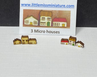 Set of three tiny house ornaments for you to paint 1:48 or 24th scale