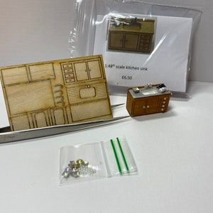 1:48th scale kitchen sink kit DIY make your own micro furniture pieces