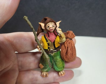 1:24 scale goblin with removable sack and stick posable arms and legs unique collectors piece ooak handmade