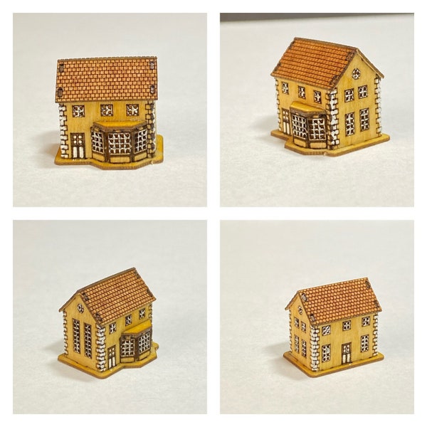 Miniature micro detached dollhouse KIT  with bay window 1.5cm in height DIY make your own tiny house