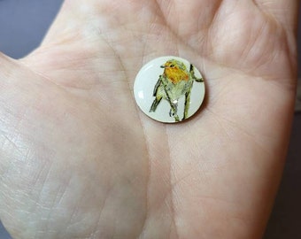 Miniature art  original painting  robin portrait 2cm