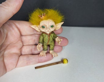 Miniature troll prince 5cm handmade item unique ooak