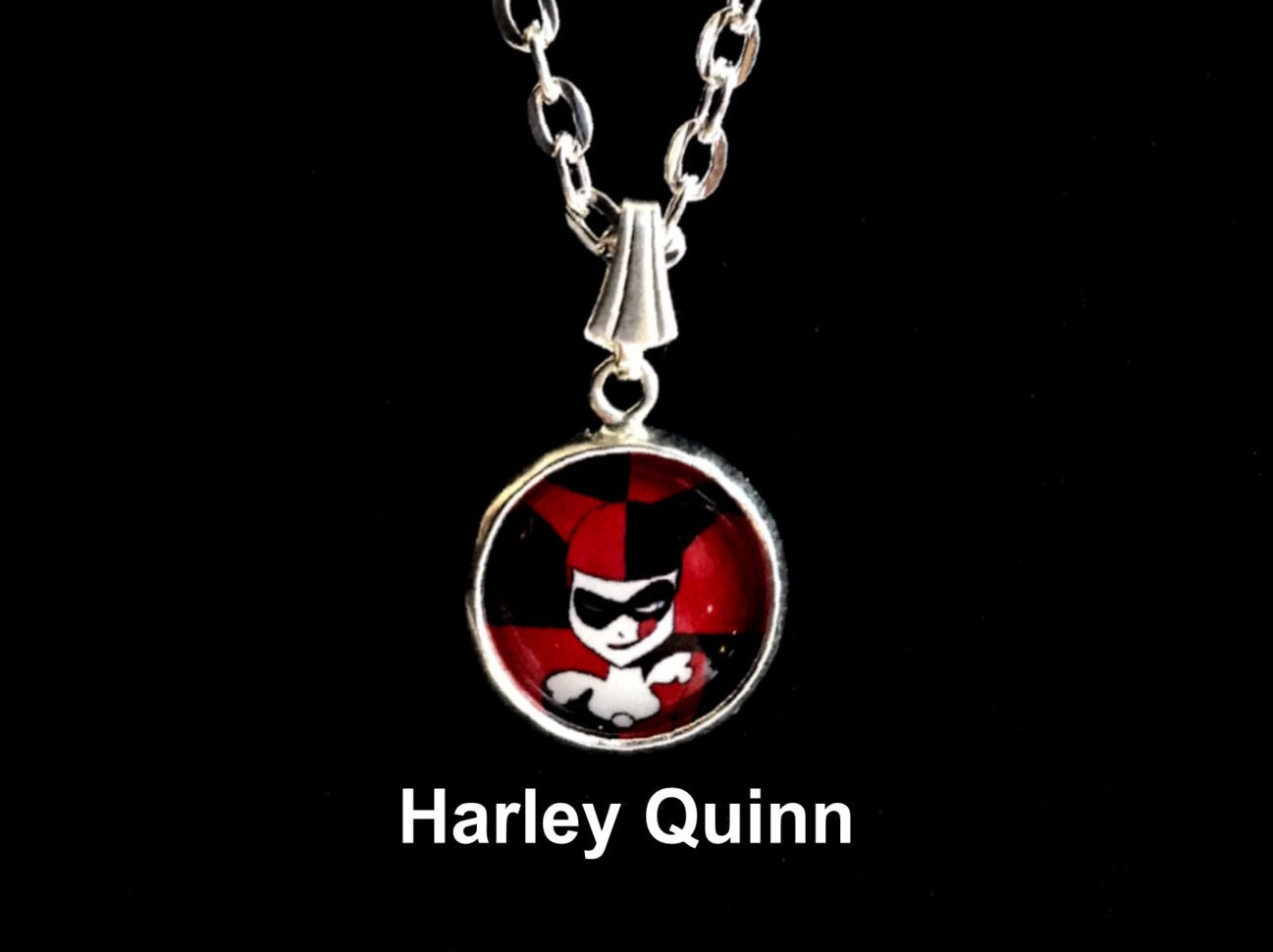 Harley Quinn Necklace silver chain suicide squad joker