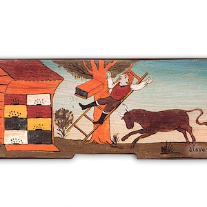 Slovensk bikupepanel: Folkkonstmålning, rolig biodlingsscen