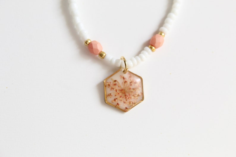 Beads Necklace Thoughtful Gift Dainty Queen Anne/'s Lace Meaningful Flower Gift Romantic Gift Real Flower Necklace Christmas Gift