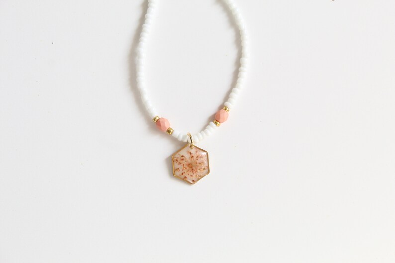 Beads Necklace Thoughtful Gift Dainty Queen Anne/'s Lace Meaningful Flower Gift Romantic Gift Real Flower Necklace Christmas Gift