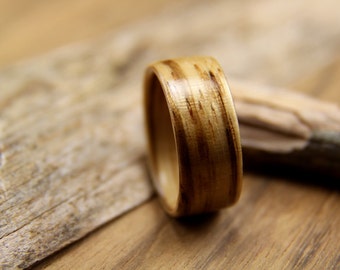 Zebrawood Bentwood Ring - Handcrafted Wooden Ring - Wood Ring