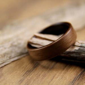 Wooden Ring - Walnut lined with Macassar Ebony - Wood Engagement Ring