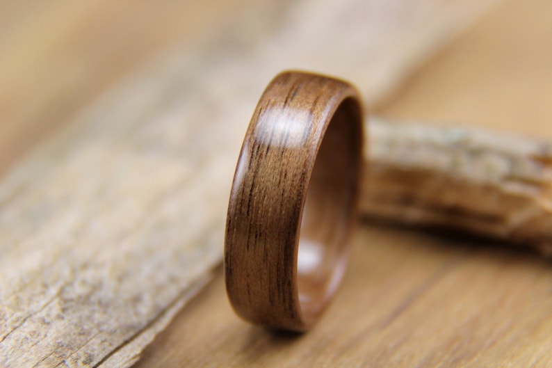 Walnut Bentwood Ring Handcrafted Wooden Ring Anniversary gift image 1