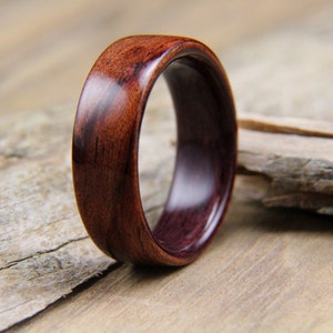 Handcrafted Bubinga Bentwood Ring with Purpleheart Lining