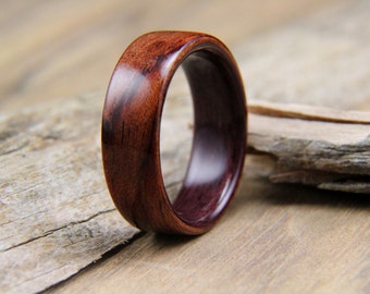 Bentwood Ring - Woodend Ring - Bubinga Lined with Purpleheart - Handcrafted Wood Ring