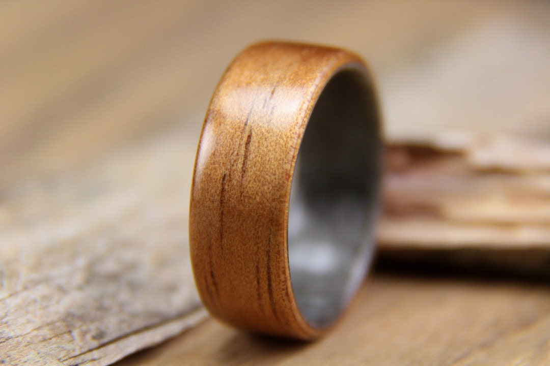 Hawaiian Koa lined with Grey Maple Bentwood Ring Handcrafted | Etsy