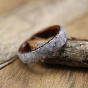 Wood Ring - Size 5.25 - Santos Rosewood with Mother Of Pearl Overlay - Ready To Ship Handcrafted Bentwood Ring
