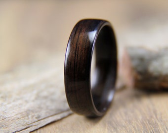 Wooden Ring Macassar Ebony Bentwood Ring - Wedding Band