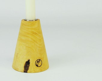 Vesuvius - wooden candlestick with stainless steel insert, maple wood hand-turned, candlestick times different, wooden volcano for candle mood