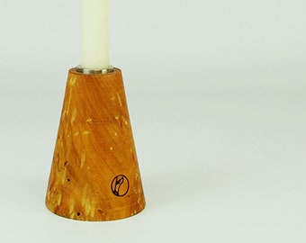 Vesuvius - candlestick made of wood with stainless steel insert, cherry wood hand-turned, candlesticks in a different way, wooden volcano for candle mood