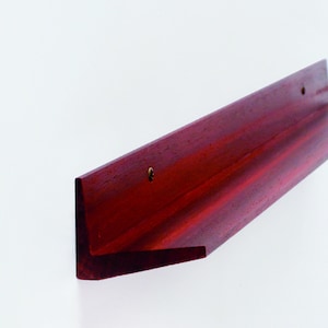 Padouk shelf bar with slanted shelf, 102 cm long, shelf narrow, dark shelf, shelf, picture bar, wall art, slim picture bar