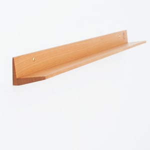 Cherry wood shelf bar with slanted shelf 60 cm long, slim long shelf, simple shelf, record shelf, photo bar
