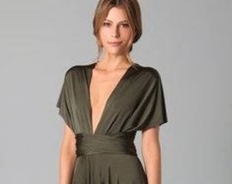 olive green tube dress