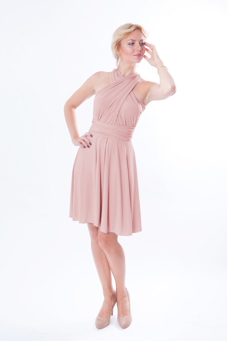 Bridesmaid dress Pink Infinity dress Convertible Dress with matching tube top