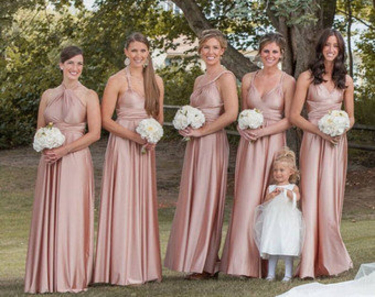 Bridesmaids dress in rose gold silk color infinity floor Etsy