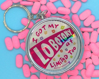 Lobotomy Pill Case - Cute 3 Way Divider with Keychain for On-the-Go Medication Organizing for Travel