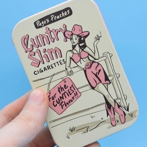 Cuntry Slims Cigarette STASH TIN per fumatori / Custodia per sigarette e spinelli da viaggio