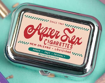 After Sex Portable Ashtray, Mini Metal Pocket Case - Built-In Holder, Compact Travel Size, 2.35x1.5x0.74