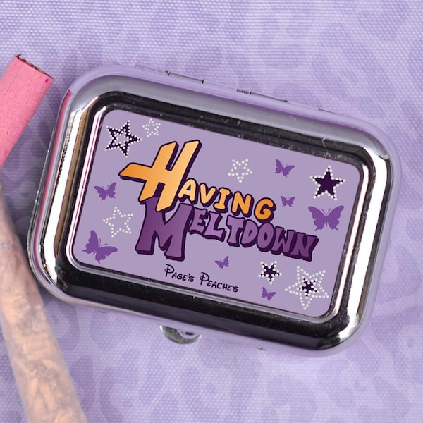Having Meltdown Portable Ashtray Case, Pocket Metal Holder - Built-In Cigarette Slot, Reusable | 2.35x1.5x0.74 Inches