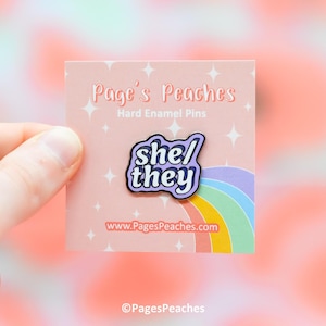 Hard Enamel She/They Pin LGBTQ Pronoun Pin for Work