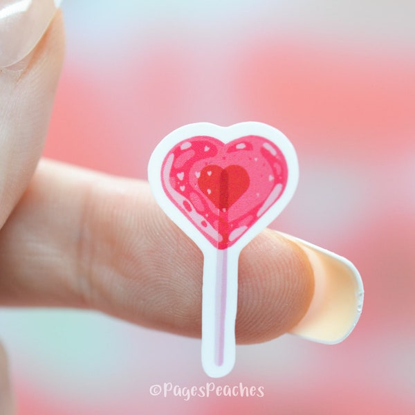 Mini Heart Lollipop Stickers Small Waterproof Waterbottle Stickers Tiny Stickers for Phone Case