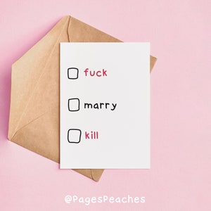 F Marry Kill Card Grappige vuile ongepaste kaart