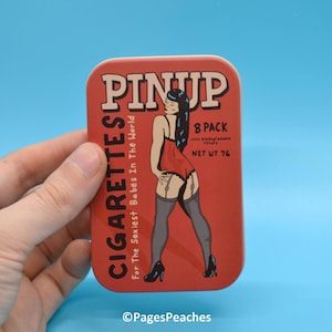 Pinup Cigarette STASH TIN for Smokers | On-The-Go Traveling Cigarette and Joint Case