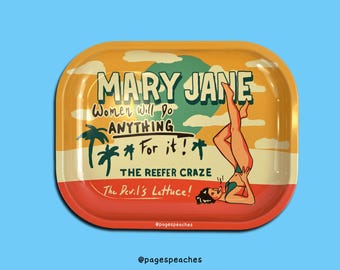 Mary Jane Rolling Tray Rolling Tray 7x5.5 Metal Travel Tray for Weed Cute Stash Tray Funny 420 Gift Small Rolling Tray