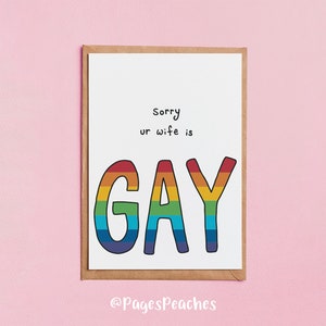Désolé, votre femme est gay Carte de mariage LGBTQ Mariage lesbien Carte de voeux homosexuelle