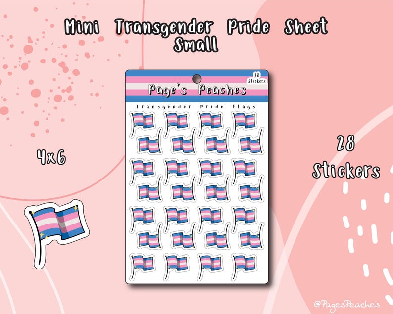 Hojas pequeñas de pegatinas del Orgullo: Bandera transgénero - Pegatinas LGBTQ al por mayor imagen 1