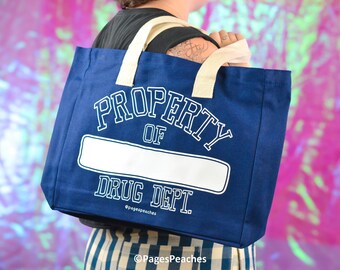 Property Of Canvas Tote Bag: Queer Style, Inner Pockets & Key Ring