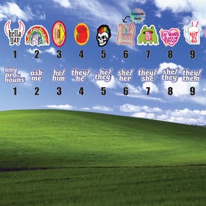 The image is a collage of various stickers and illustrations related to gender and gender-related topics, including a "Smooth Hole" sticker, a "Holla Gay" sticker, and a "Holland" sticker. The image also includes a "P" sticker and a "H" sticker, along with other gender-related stickers and illustrations.